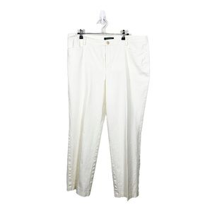 Lauren Ralph Lauren White Cream Cotton Straight Leg Pants